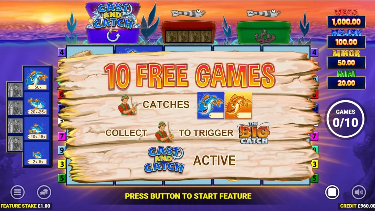Tampilan visual slot Fishin Frenzy Lure Em’ In dengan tema memancing